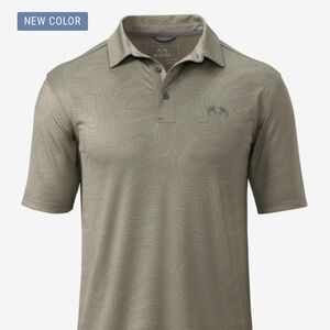 KUIU Men's Polo with Khaki Topographic Print